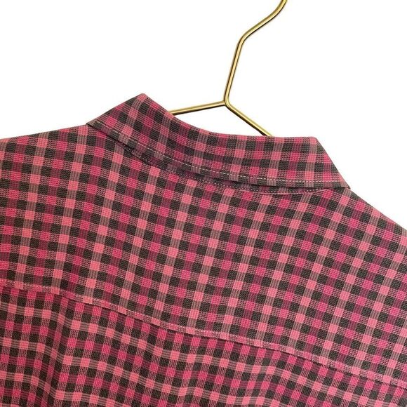 Tommy Bahama Silk Button Down Pink Grey Checked Shirt Size XL - Picture 6 of 9